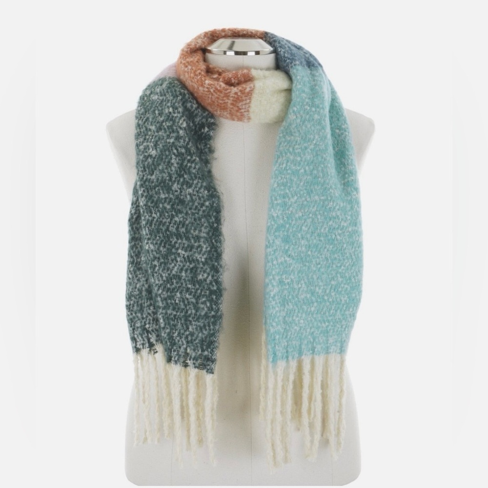 SONOMA Women's WINTER MULTI-COLOR Brushed Blanket SCARF with Long Twisted Fringe